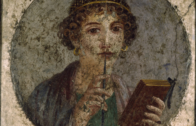 La fresque de Sappho, poétesse grecque de l’antiquité. Quelle troublante modernité dans ce visage… presque émouvant !