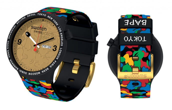 Tokyo Black Multi Camo, Swatch x BAPE, 135 €.