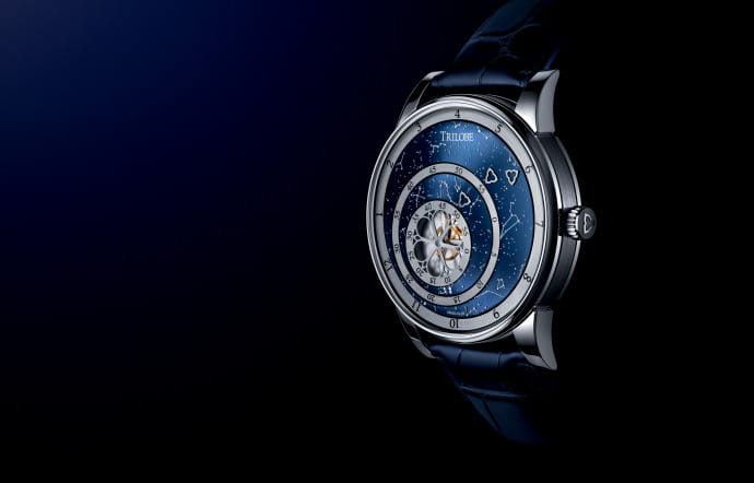 Les Matinaux Secret, montre en acier automatique, avec un ciel personnalisable. Trilobe, 9800 €.