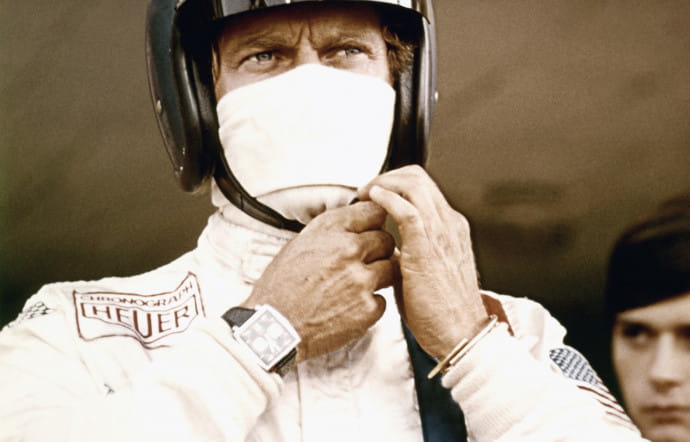 Steve McQueen aka Michael Delaney et la Monaco de (TAG)Heuer.