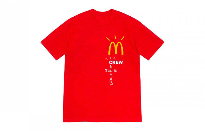 Travis Scott x McDonald’s Crew T-Shirt Red. Prix de vente moyen : 40 €.
