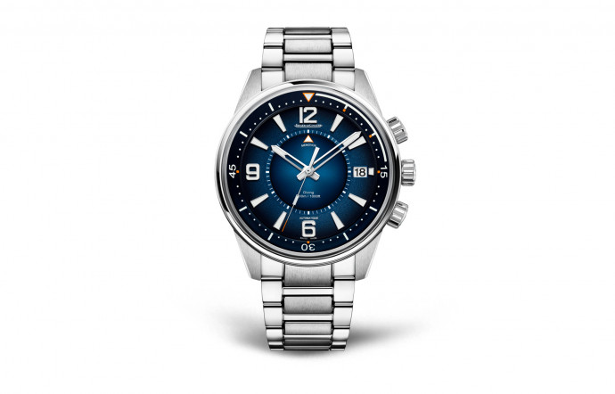 Polaris Mariner Memovox, boîtier 42 mm acier, épaisseur 15,63 mm, cadran avec dégradé de bleu soleillé, grené et opalin, calibre 956 automatique, réserve de marche de 45 heures, étanche à 300 m, 17 400 €.