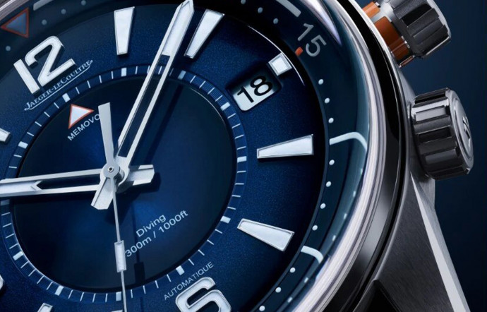 Polaris Mariner Memovox, boîtier 42 mm acier, épaisseur 15,63 mm, cadran avec dégradé de bleu soleillé, grené et opalin, calibre 956 automatique, réserve de marche de 45 heures, étanche à 300 m, 17 400 €.