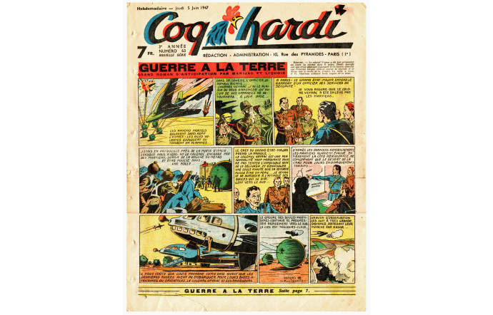 Au lendemain de la Seconde guerre mondiale, les périodiques français de bande dessinée se multiplient, comme Coq Hardi et Vaillant, l’ancêtre de Pif Gadget.