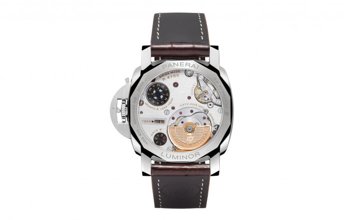 Panerai Luminor Calendrier Perpétuel Platinumtech, boîtier 44 mm en Platinumtech, bracelet en alligator, 66 000 €.