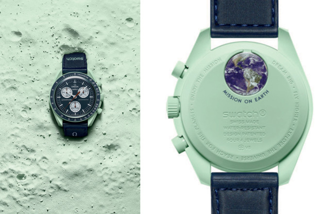 Speedmaster MoonSwatch, Mission on Earth, Omega x Swatch, 250 €.