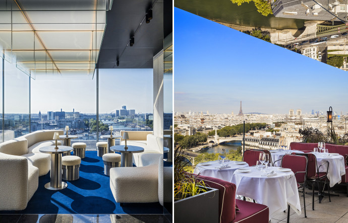 A gauche : le bar. A droite : le restaurant Bonnie.