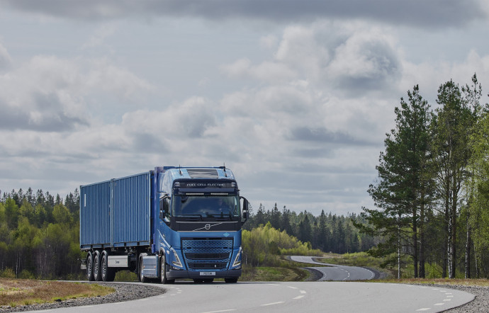 Le nouveau camion zéro émissionde Volvo Truck, à pile à combustible alimentée à l’hydrogène.