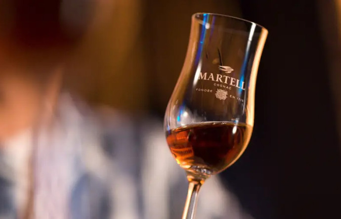 Un beau cognac Martell dans son verre à dégustation.