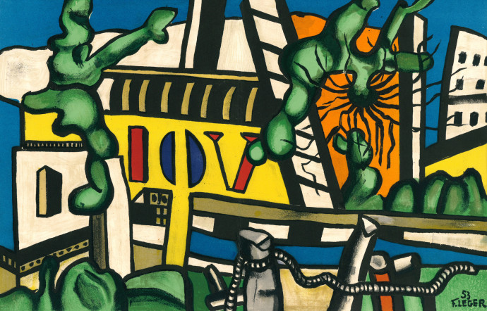 Fernand Léger, Des lettres dans le paysage, 1953. Lithographie, 27 x 38 cm. Musée national Fernand Léger, Biot.