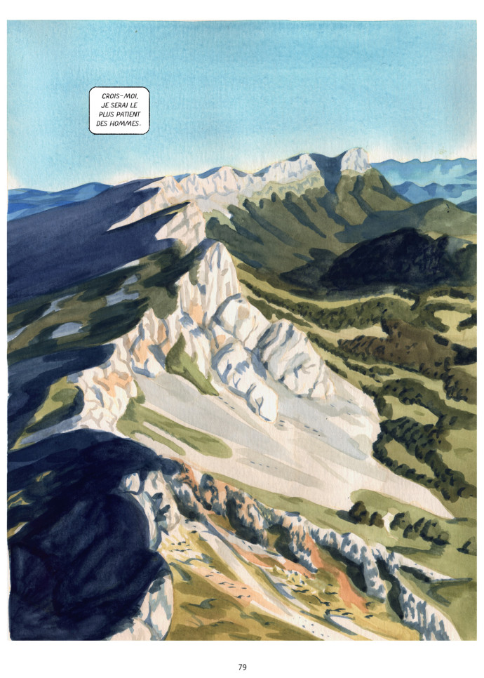 Jérémie Moreau vit désormais dans un petit village des Hautes-Alpes, un environnement qui l’inspire quotidiennement dans ses travaux. Ci-contre, une illustration de l’album Penss et les plis du monde (2019).