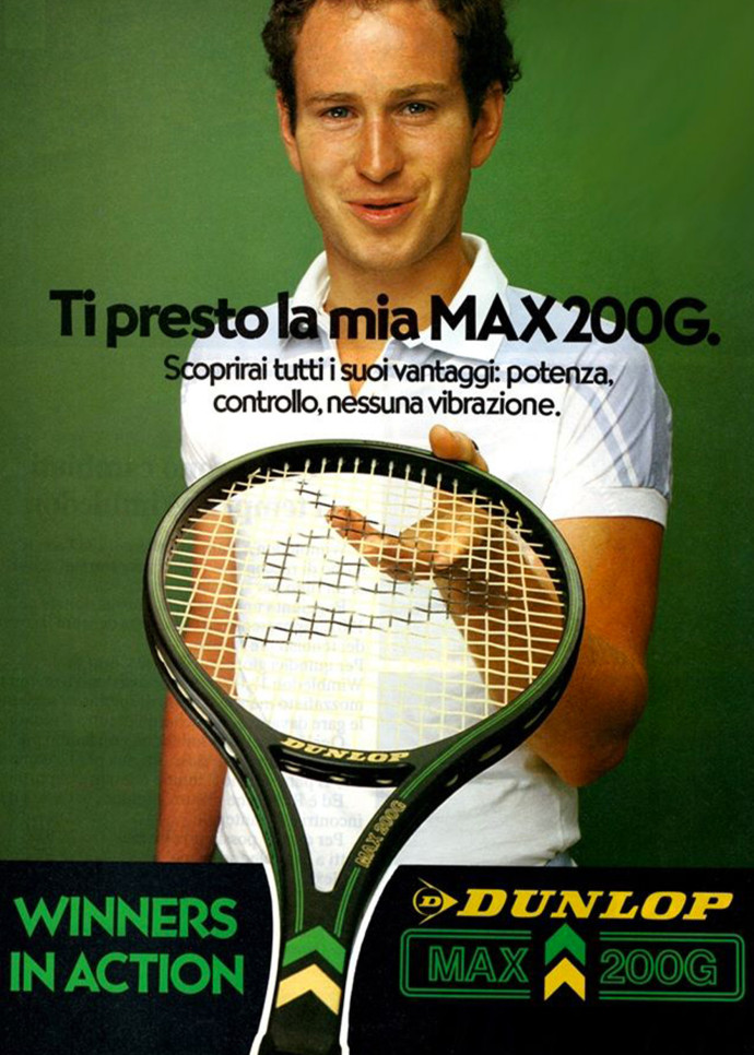 Une vieille publicité de la Dunlop Max 200G avec John McEnroe.