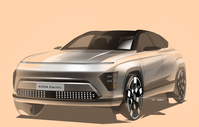 Modèle numérique du nouveau SUV Kona Electric, Hyundai.
