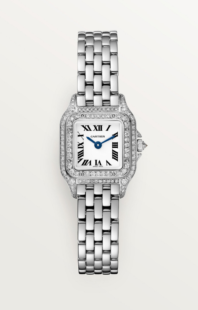 La montre Panthère, de Cartier, sertie de diamants.
