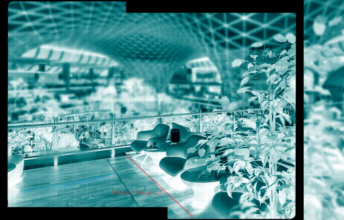 Le salon d’affaires Al Mourjan, à l’aéroport Hamad, à Doha, entouré de végétation.