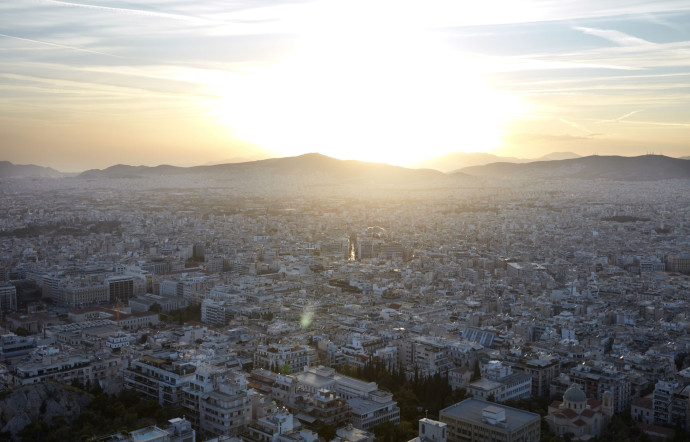 Vue du ciel de la ville d’Athènes.