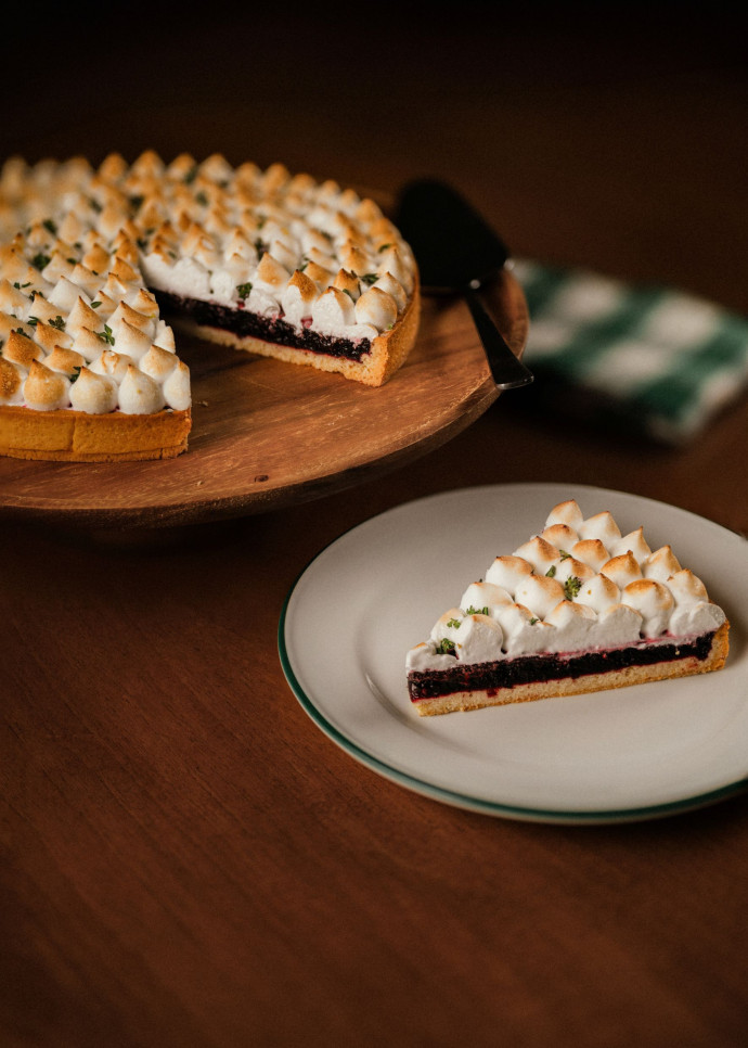 La tarte aux myrtilles servie à la brasserie Belvédère.
