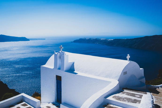 La mer de Santorini, en Grèce.