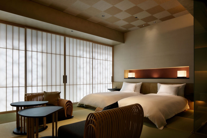 L’une des chambres du Hoshinoya Tokyo.