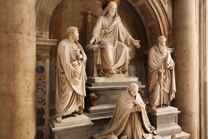 Le père Paolo Benanti, expert en technologie et éthique au Vatican, évoque le projet de « jumeau numérique » de la basilique Saint-Pierre, 2025 - TGL