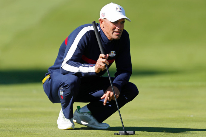Son prochain défi sur la terre ferme : devenir un champion de golf. Ici, lors d’un match VIP de la Ryder Cup, en 2018.