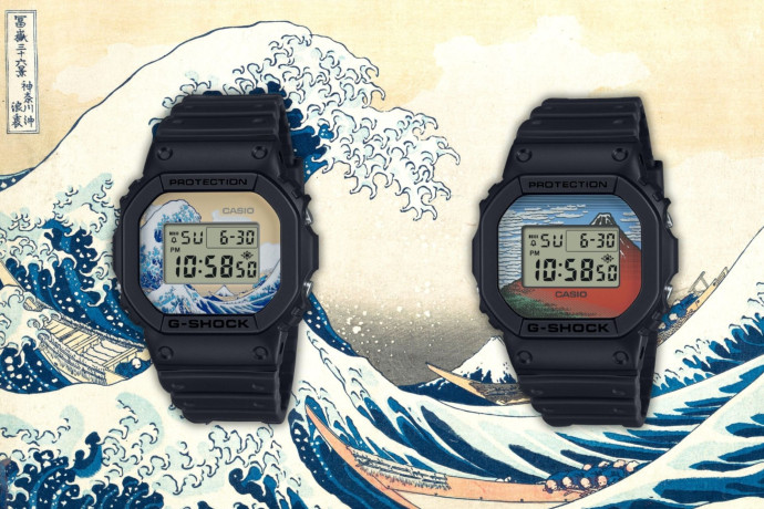 Citée plus haut, « La Vague » orne le cadran numérique de la Casion G-Shock DW-5600 dévoilée en janvier dernier.