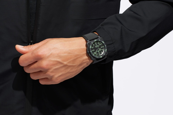La montre de plongée BR-03 Diver Lum Outline de Bell & Ross.