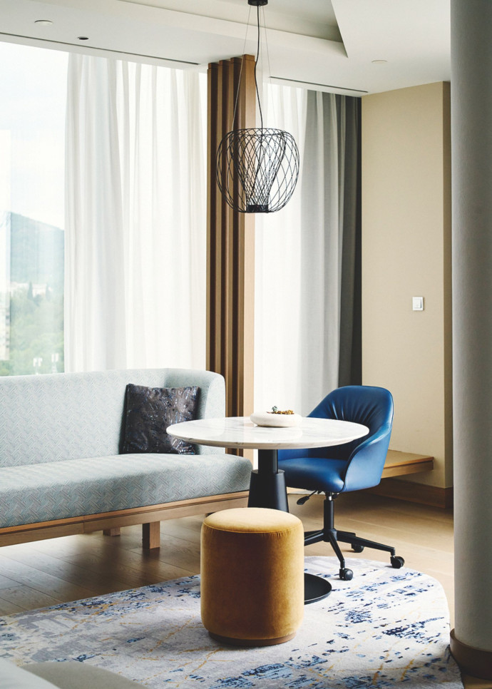 L’une des chambres du Marriott Tirana.
