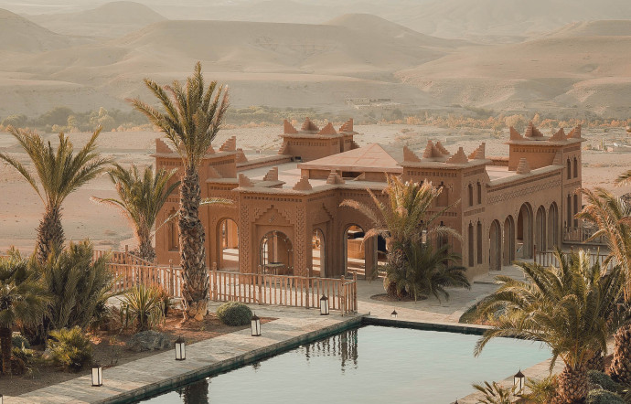 kasbah d'if hôtel vue aérienne désert d'agafay